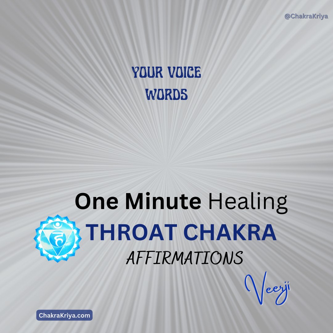 ChakraKriya's tweet photo. 𝑶𝒏𝒆 𝑴𝒊𝒏𝒖𝒕𝒆  Throat Chakra affirmations Vishuddha .

I speak my truth.
I let my voice be heard.
I do no harm with my words.
#Throatchakra #Vishuddha  #chakraKriya #ChakraHealing  #chakrabalancing  #chakras #chakraasna #chakraalignment #chakrabalance #chakracleansing https://t.co/A41JeoaudN
