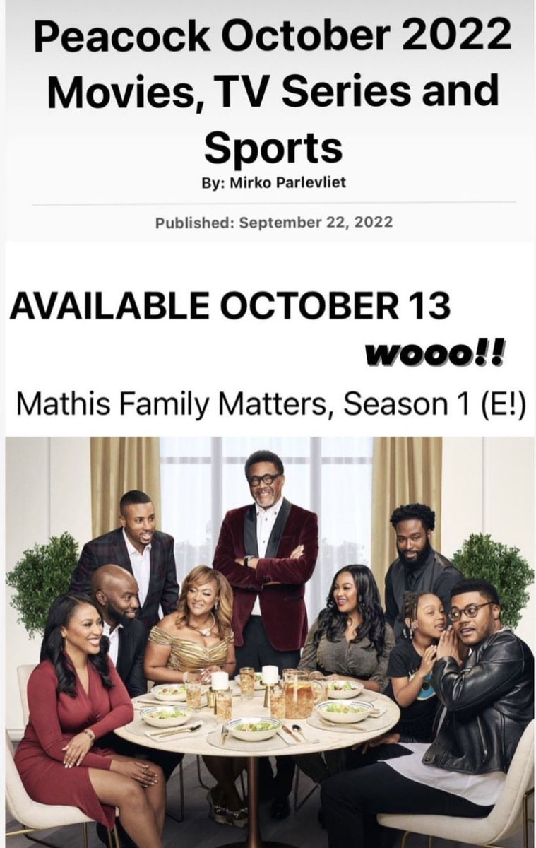 MFMStan1's tweet photo. Our favorite show #MathisFamilyMatters will be streaming on Peacock soon. Hopefully this means they have new episodes on the way for us soon also! 👏😊 https://t.co/5TWl9otR2O