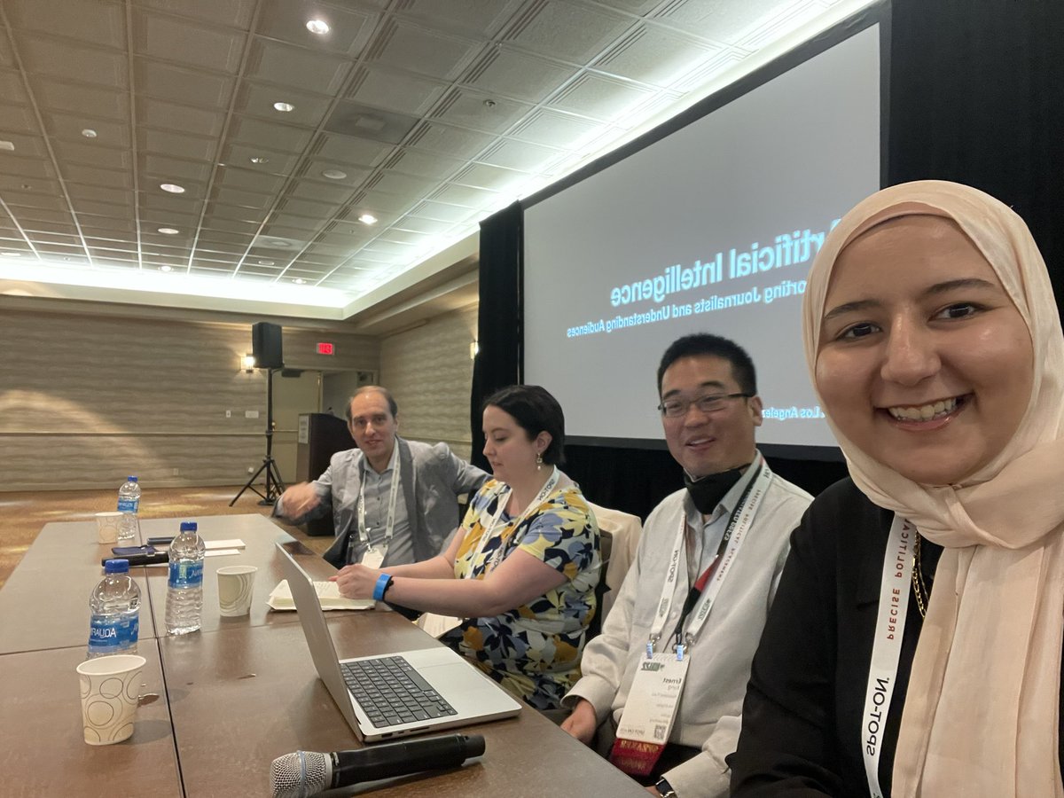 DaliaMHashim's tweet photo. Panel ✅ 

Was a joy to get to discuss some of our findings on using AI tools in newsrooms. 

(We mostly just geeked out on our shared interests and finally getting to discuss them w ppl irl 😂)

#ONA22 https://t.co/1SQIjkPAXg