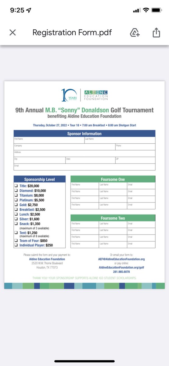 coachpalomarez's tweet photo. I wanted to help Spread the Word for the @AldineEdFnd and hope many of you can partner up with them and make this event a huge Success! 
I believe the last Golf tourney was before Covid but it’s back and I plan on playing! 
Let’s raise scholarships for young leaders!
@ https://t.co/QKHbWk65dF