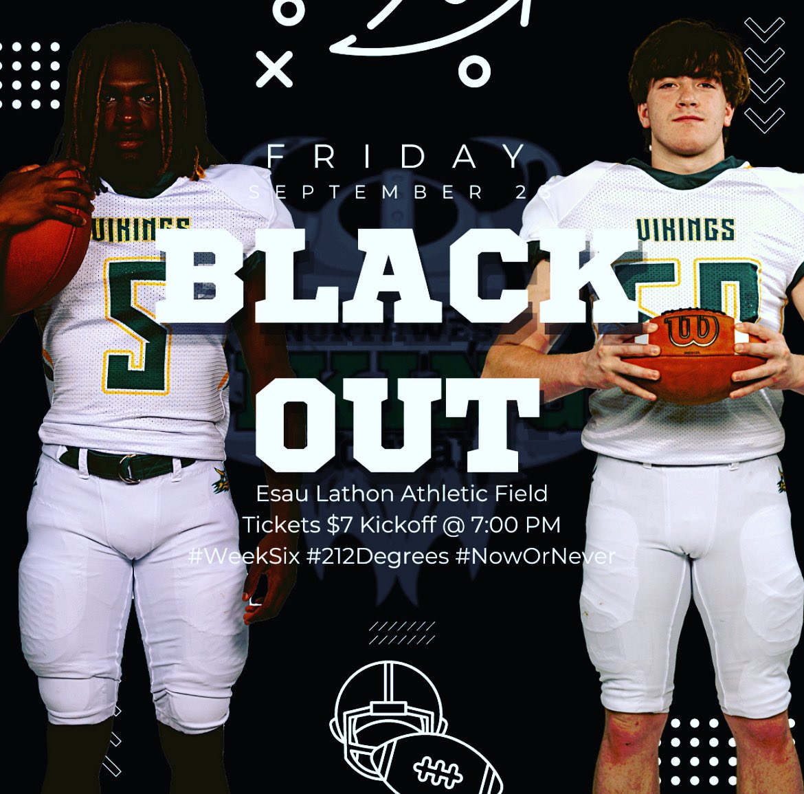 ‼️HOME GAME‼️
🏈👀Week SIX🏈👀

Here’s information about tonight’s matchup:
🆚John Overton HS Bobcats
📍Esau Lathon Athletic Field
⏰ 7:00 PM
🎟 bit.ly/3dAGCct
🎥bit.ly/3dy2ohr
📸 LIVE STORY UPDATES on Insta
#VikingSTRONG #NowOrNever #212Degree #WeekSix