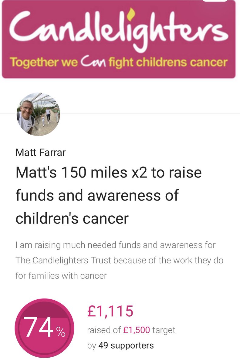 mattjfarrar's tweet photo. Please help me hit my target…7 runs (35miles) and 150mile cycle to go x https://t.co/h4lHUmZrBt