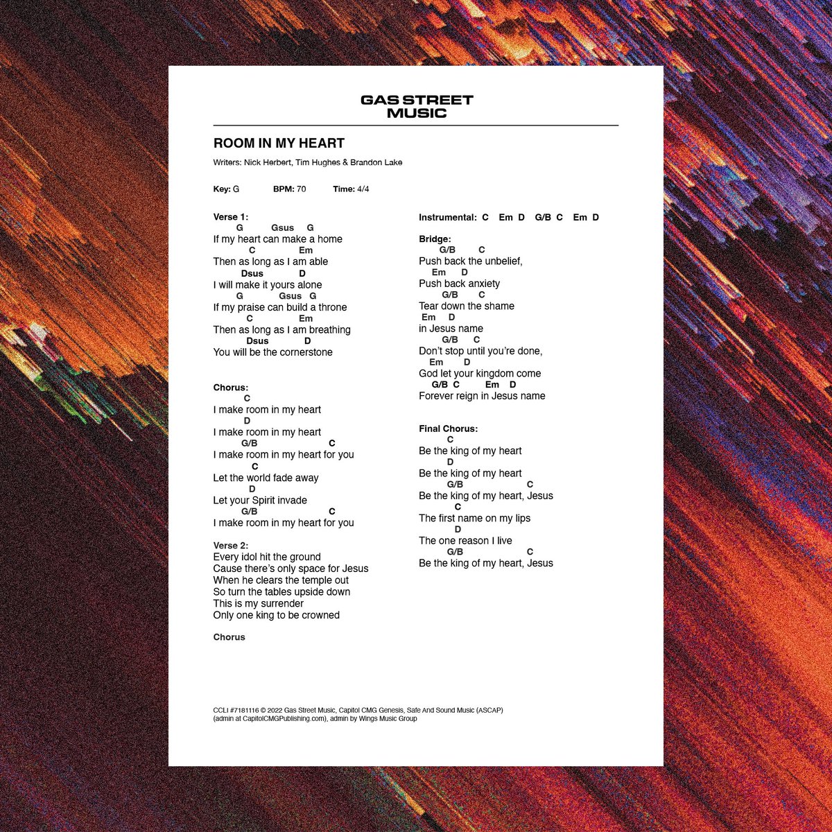 We’ve got chord charts for you!

Check out the charts for ‘Room In My Heart’ &amp; ‘Up To Something’ available now at gasstreet.church/music ✨