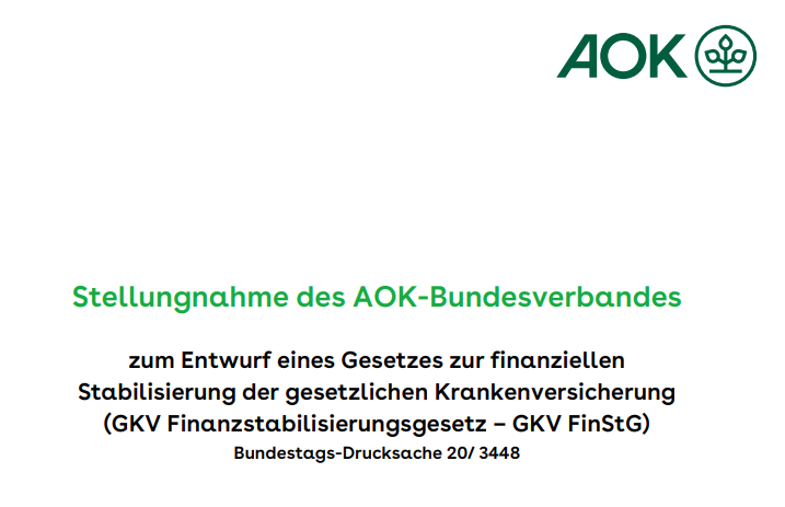 AOK_Politik's tweet photo. Unsere Stellungnahme zur #FinStG-Anhörung am nächsten Mittwoch steht jetzt zum Download bereit. Die geplanten Maßnahmen sind aus Sicht der #AOK größtenteils ungeeignet, um die #GKV-Finanzierungslücken mittel- und langfristig zu schließen. Mehr unter https://t.co/dB1GchFfUF https://t.co/ntyRMseDK5
