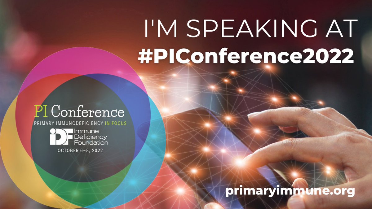 GEFNpod's tweet photo. I’m happy to be attending and presenting at the #PIConference2022 hosted by the @IDFCommunity 
on October 6-8! Interested in attending to learn more about primary immunodeficiencies? Register here: https://t.co/wRiTfoi895 https://t.co/L2rAW9FrZ8