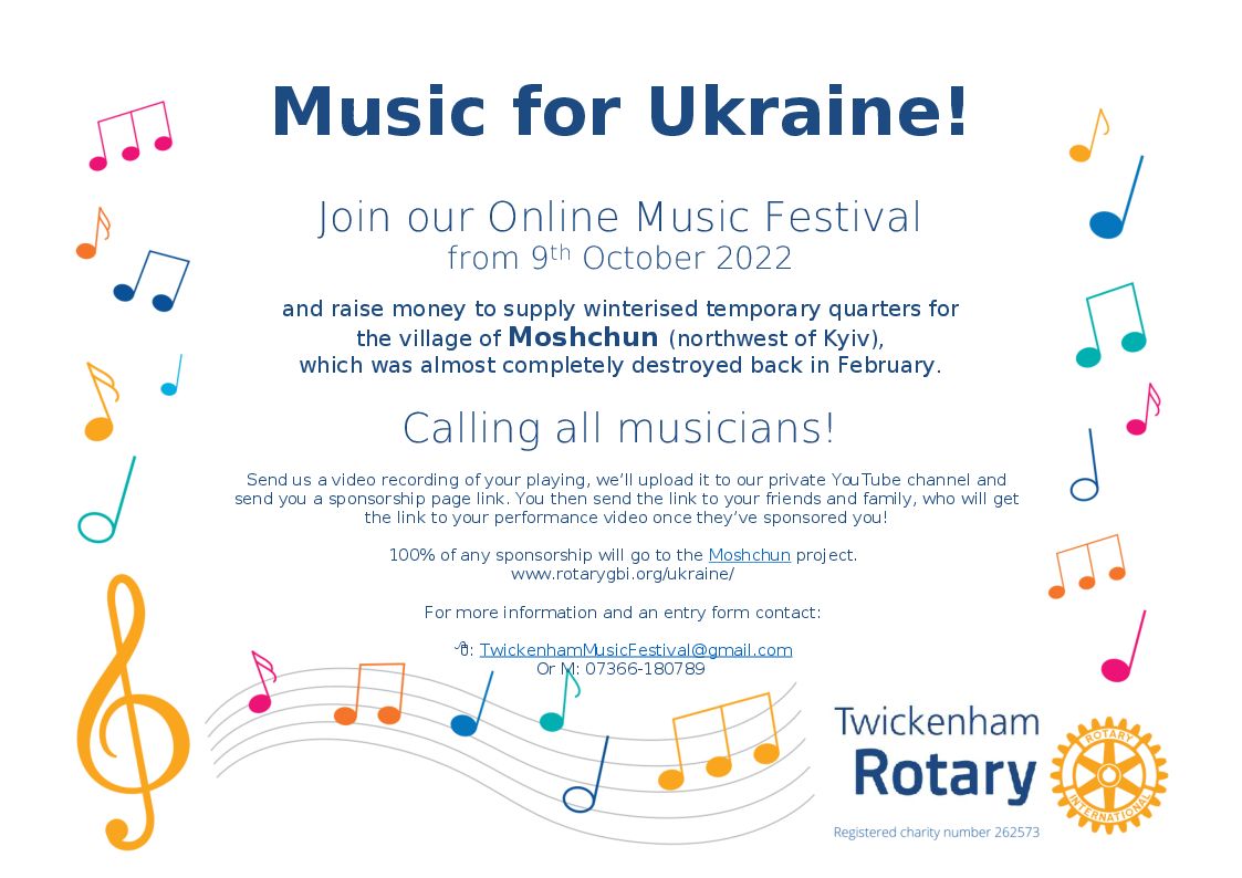 Calling all musicians! Please enter our online Music Festival in support of Ukraine.