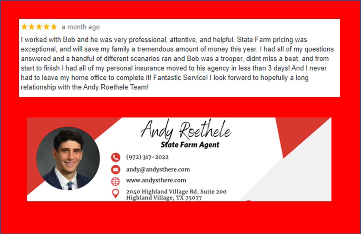 andysthere's tweet image. Five Star Friday!⭐️⭐️⭐️⭐️⭐️
Thank you for being a loyal customer. We always enjoy serving you and look forward to many more years of your business.
#thankyou #statefarm #insurance ❤️