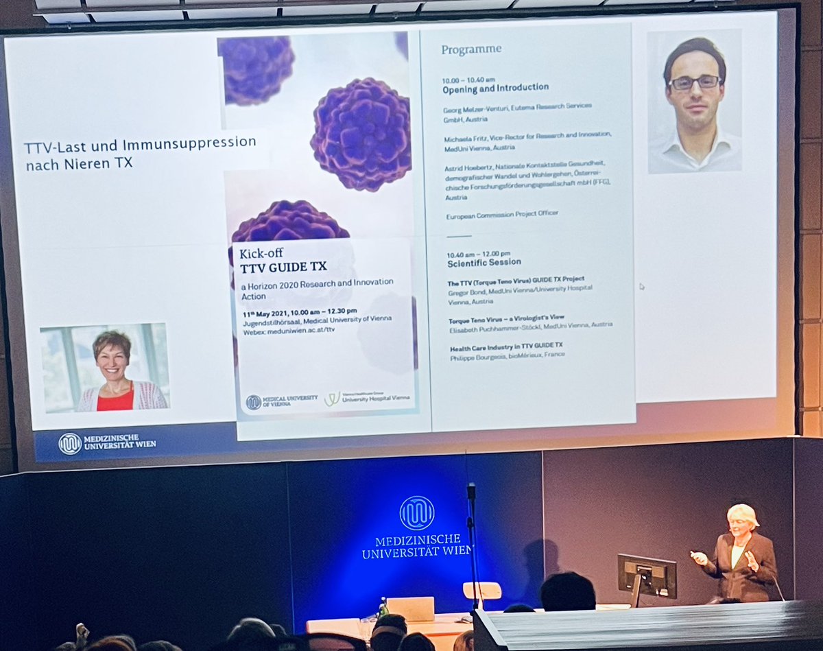 BondGregor's tweet photo. Professor Elisabeth Puchhammer @puchhammer at her inaugural lecture on torque teno 🦠 guided immunosuppression @MedUni_Wien; what an inspiring talk! #escv #ttvguide https://t.co/eQxGT4DnbX