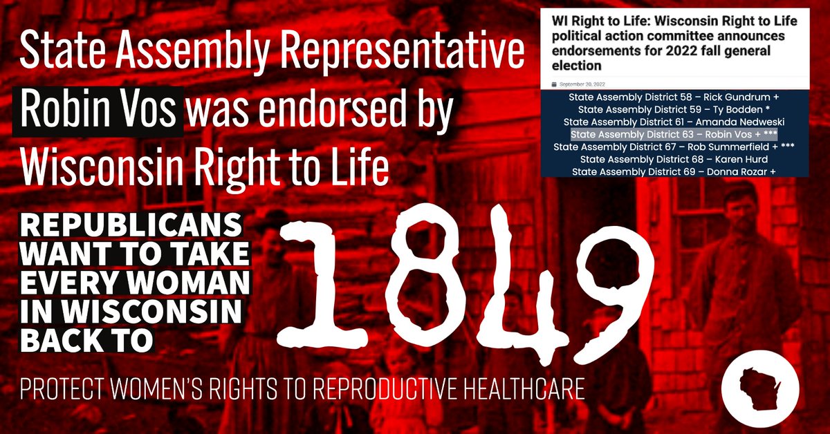jnorcr's tweet photo. @JoelforWI #RobinVos was endorsed by anti-#womenshealthcare group Wisconsin Right to Life. 
Robin Vos is part of #The1849Project that seeks to strip women of their #reproductiverights. 
#Joel4WI #WIAD63 #tossvos 
https://t.co/xFxVyoiQVc https://t.co/jnOWxPOVh3