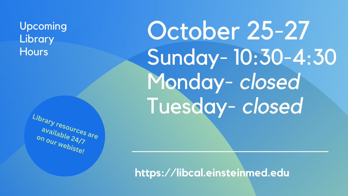 EinsteinLibrary's tweet image. We will be closed on Monday &amp;amp; Tuesday in observance of Rosh Hashanah.  We&apos;ll be back bright &amp;amp; early (8:30) on Wednesday morning!
