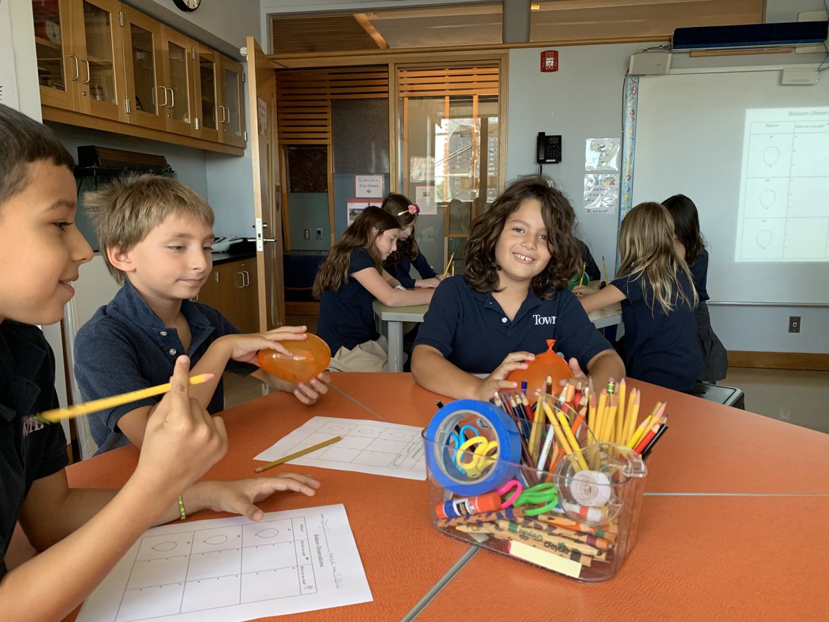 LSTownSchool's tweet photo. 3rd graders in #Science class ⁦@TheTownSchool⁩ explore attributes of balloons filled with different materials. #exploration #experiment https://t.co/Vzq8CZp0Sp