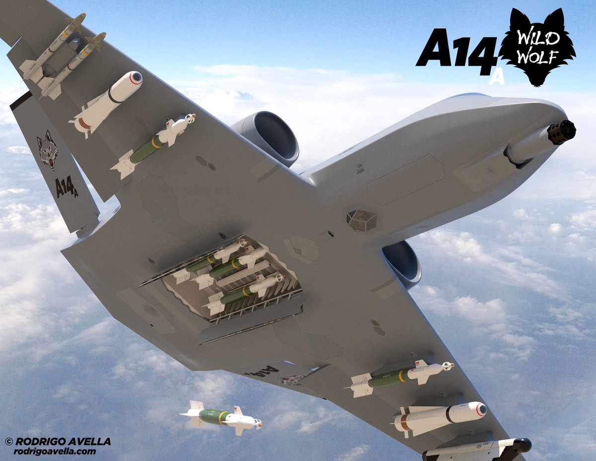 rodrigoavella's tweet photo. A14-A Wild Wolf - Manned version and drone.
https://t.co/wVwLpBMhZ4
#A10 #AX #warthog #thunderbolt #attackaircraft #airsupport #sixthgenerationfighter #ngad #conceptaircraft #military #usa #airforce #usaf #navy #fighter #fighterjet #jetfighter #stealth #concept #uav #ucav #drone https://t.co/RNF8ZxSWg9