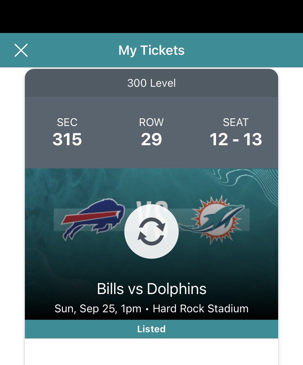 Two tickets and a yellow parking pass for Sundays game Vs bills .. unfortunately I can’t make it #finsup