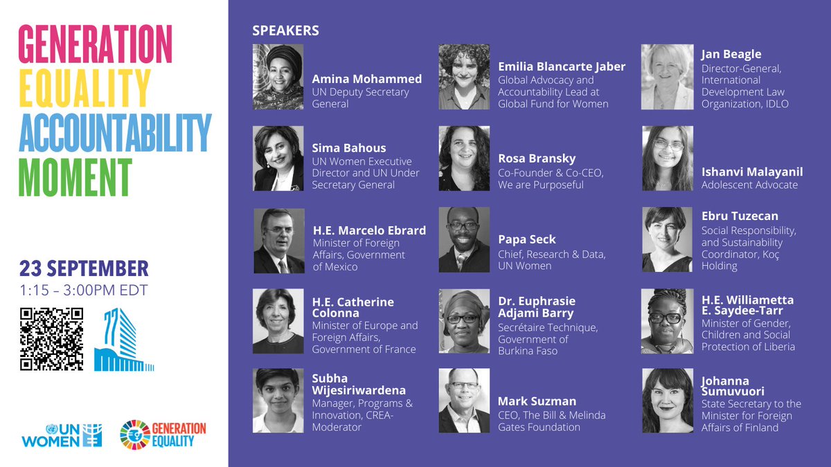 UN_Women's tweet image. Starting soon: #GenerationEquality Accountability Moment at #UNGA

Join us to learn about progress made and the accountability process for Forum commitments.

🗓️ Friday 23 September, 1:15 – 3:00pm EST

👉 You can still register here: unwo.men/v2AT50KRrfw