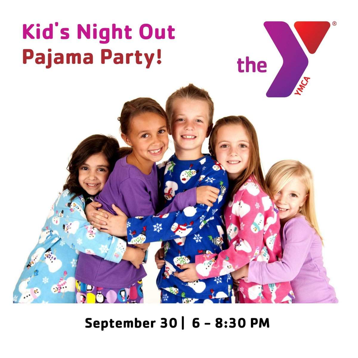 RegionalYMCA's tweet photo. Monthly kids events are back at the Regional YMCA! After a month of back to school, parents deserve a night off. Let your kids join our Pajama party next Friday. 
Register here: https://t.co/0joD1j03f7 https://t.co/g8DYOCmPrK
