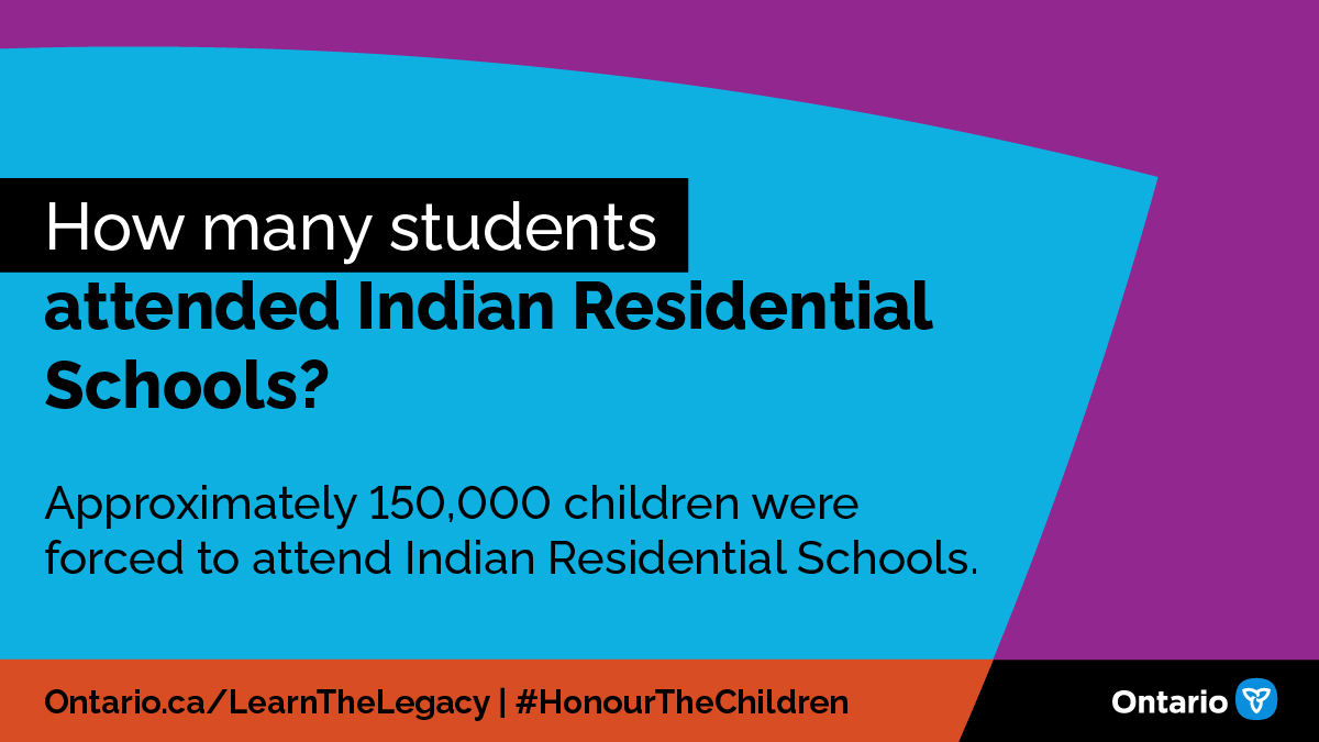 @ONgov Approximately 150,000 children were forced to attend Indian Residential Schools across Canada. Ontario.ca/LearnTheLegacy Raise awareness. Learn the legacy. #HonourTheChildren