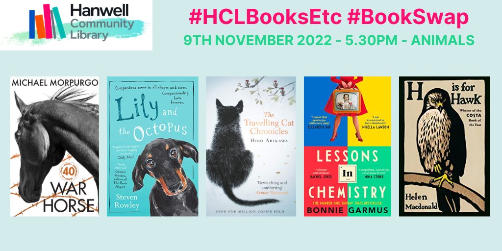 BookMinxSJV's tweet photo. One week till the next @hanwell_library #HCLBooksEtc #BookSwapBookClub. ALL are welcome, to join email HCL@hanwellcommunitylibrary.org.uk. Here's some of my favourite ANIMAL themed books to get you thinking about what you might pick to swap!
https://t.co/K3ZuNhe7Lh https://t.co/rd4r4UGXr9