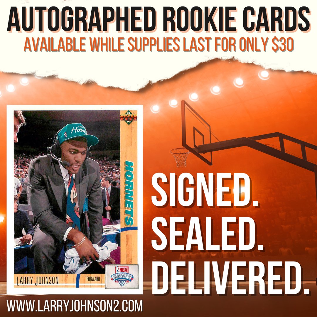 TheOriginalLJ2's tweet image. To celebrate the #30thAnniversary of my rookie season, I have signed a limited number of rookie cards!  They are available for only $30 on my website.

Order Here &amp;gt;&amp;gt;
larryjohnson2.com

#1DraftPick
#RookieOfTheYear
#CharlotteHornets
#NBA