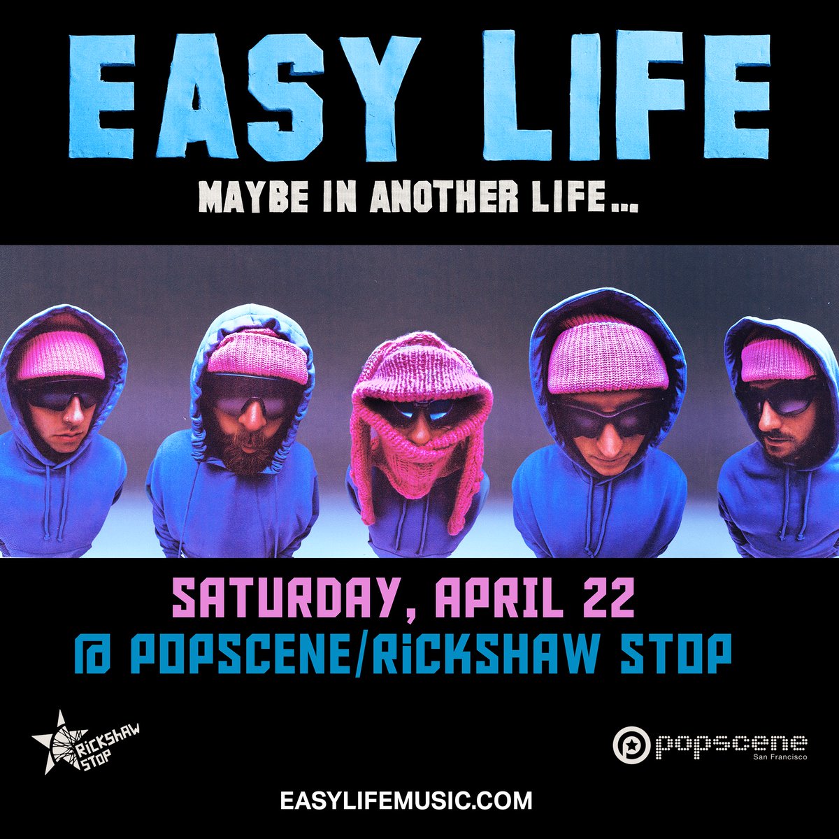 Happy Friday Bay Area!

Really excited for these 3 new <a href="/popsceneSF/">POPSCENE Presents</a> shows: 

11/26 ULTRA Q in Oakland! 

12/15 QUIET BISON (He just toured supporting <a href="/awonderland/">ALISON WONDERLAND</a>) 

4/22/23 EASY LIFE (UK) 🇬🇧

Tix at PopscenePresents.Com

<a href="/rickshawstopsf/">Rickshaw Stop</a> <a href="/easylife/">easylife</a> <a href="/UltraQmusic/">Ultra Q</a> <a href="/thenewparish/">The New Parish</a>