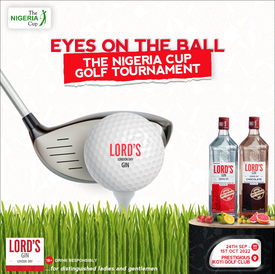 LordsGin_ng's tweet photo. Your premium Gin brand is the lead sponsor for the Nigerian Golf Cup Tournament happening live at the IKOYI GOLF CLUB from Saturday 24th of September to Saturday 1st of October, 2022. 

Anticipate the premium gin experience.

#LordsGin 
#LordsLondonDryGin https://t.co/XYEQbB6v0l