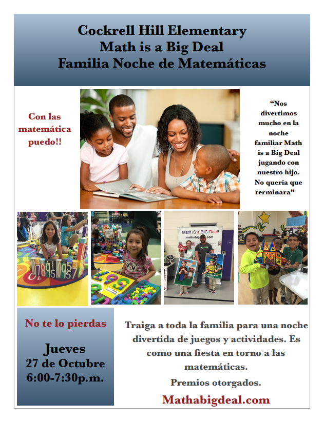 CockrellHillLMA's tweet photo. We are so excited to bring our very FIRST Student and Family Engagement Night! Come out and bring the entire family for a fun evening of games and activities. We will be giving out prizes!!
#mathisabigdeal https://t.co/V9AJNbbMwf