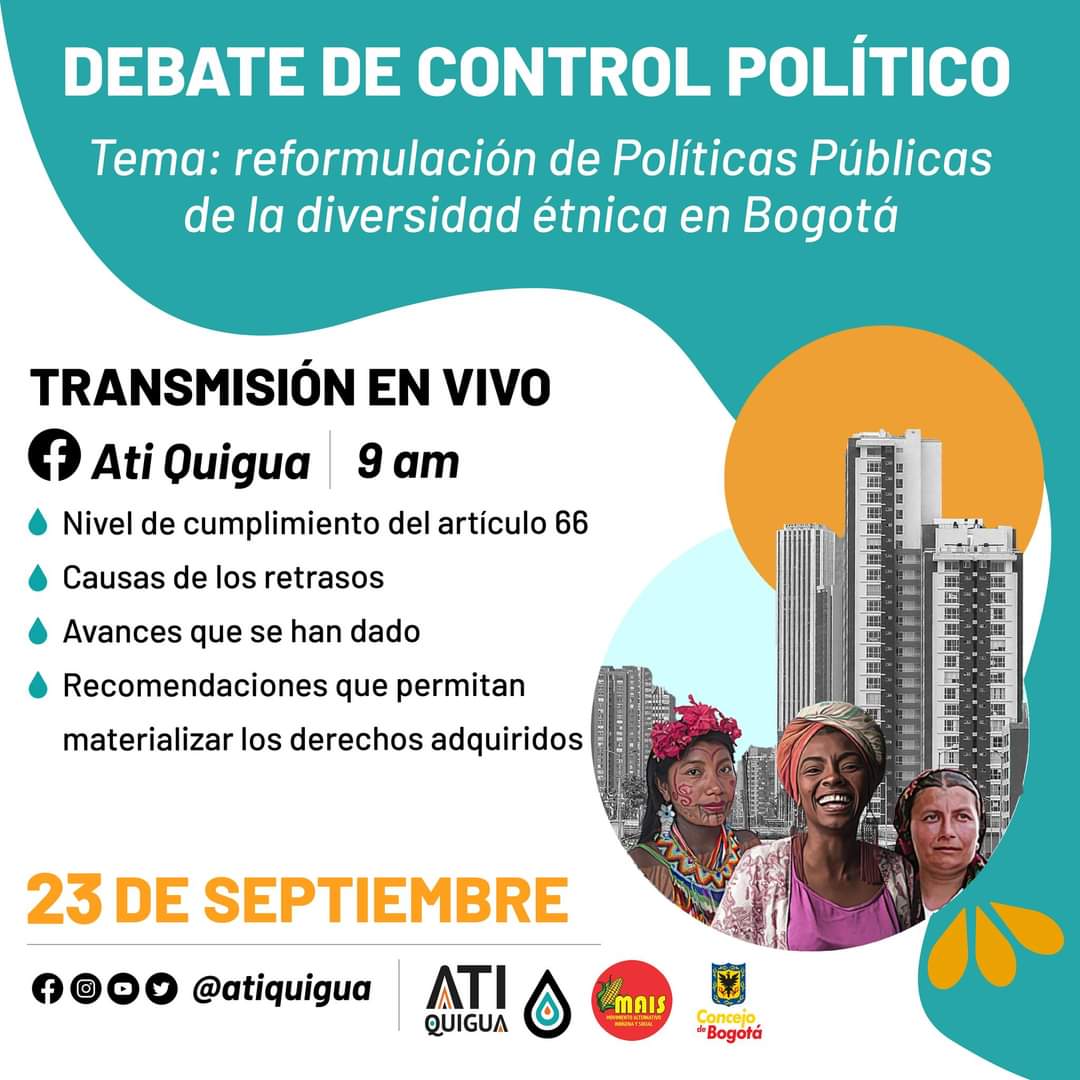 ComAtiQuigua's tweet photo. #AEstaHora Debate de Control Político sobre la reformulación de Políticas Públicas de la diversidad Étnica en Bogotá. 

⭕ #EnVivo https://t.co/ehJz5gC7EB

#23Sep en @ConcejoDeBogota https://t.co/8ZjRcb33ug