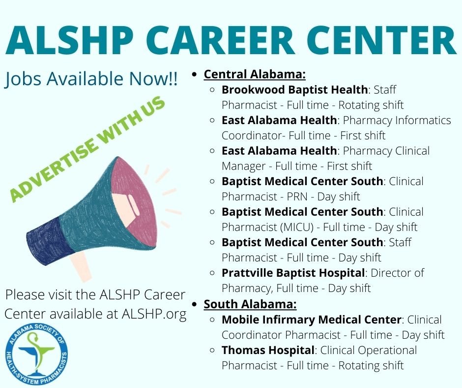 ALSHP_RX's tweet photo. Check out these available pharmacy jobs throughout the state!! Everything from operations to directors, PRN to full time. Visit https://t.co/wBdcHVohPe if interested!! #pharmacy #careeropportunities https://t.co/LRzMmtrPZF