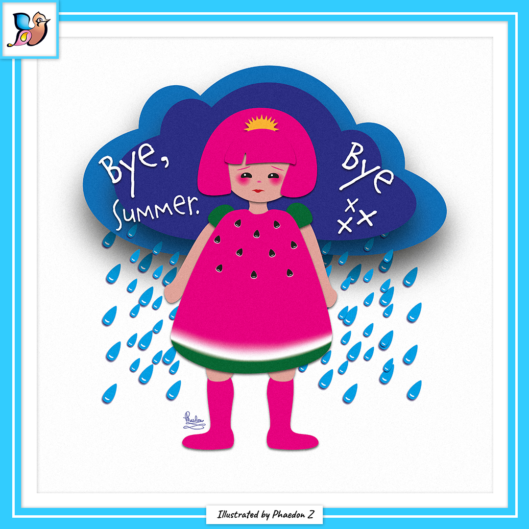 fayjayworld's tweet photo. #FirstDayofAutumn today and it's come in with a big downpour here! Watermelon girl from last year says it all really 🍉🥺🌦️#illustration #digitalillustration #Papercut #Illustrator #adobeillustrator #Photoshop #FayJayWorld https://t.co/yDiUm97hFD