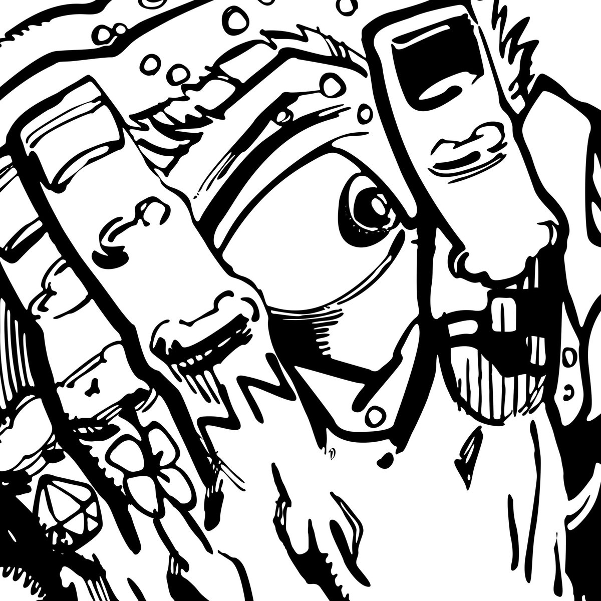 T2ONE_'s tweet image. SLOWTH-EYE• Illustration design for @slowthai •