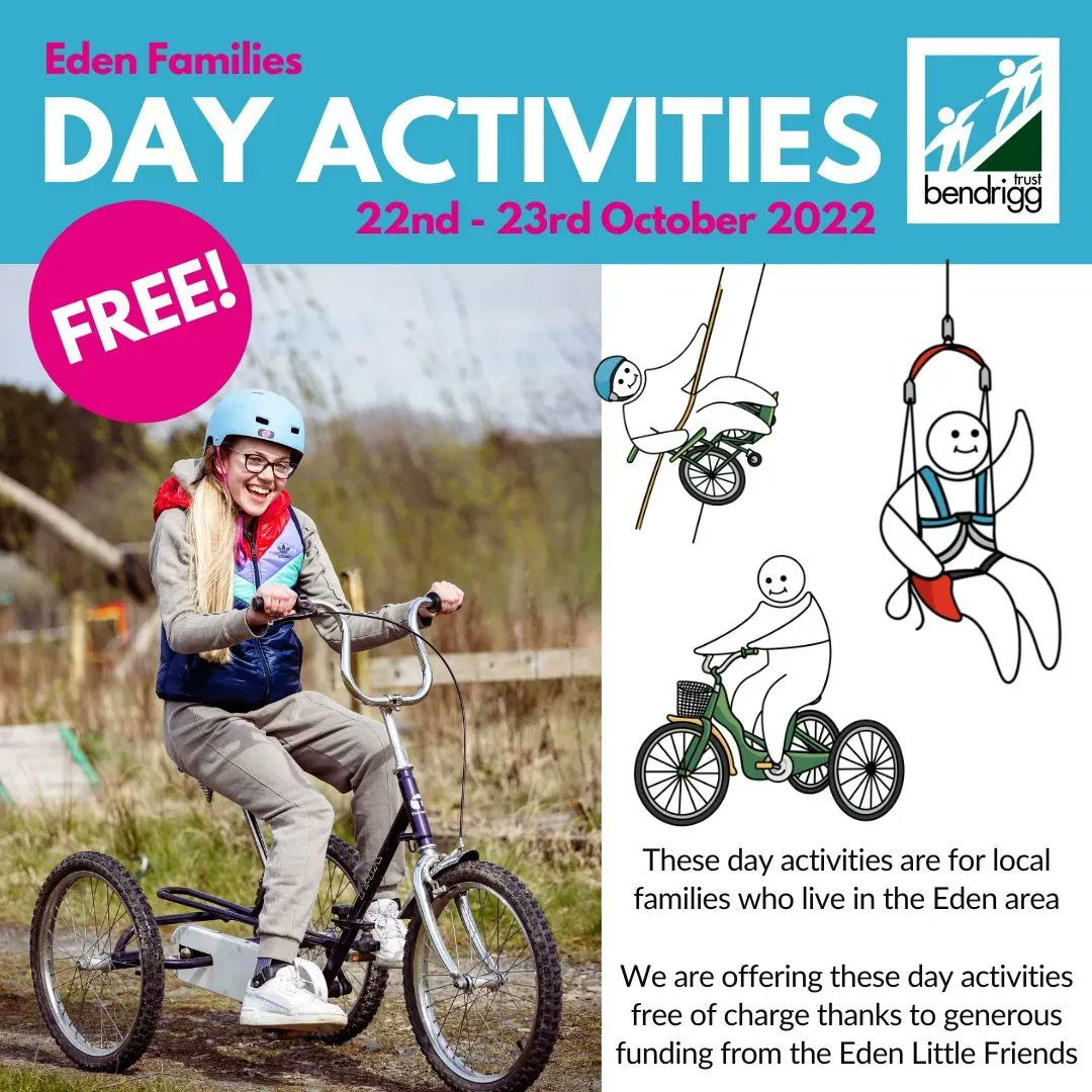⭐️FREE day activities during October half term for Eden families!⭐️ 
Thanks to some fantastic funding we are able to over families from the #Eden area some free day activities during #Octoberhalfterm 
Places are limited so secure your places now buff.ly/3f9oTte