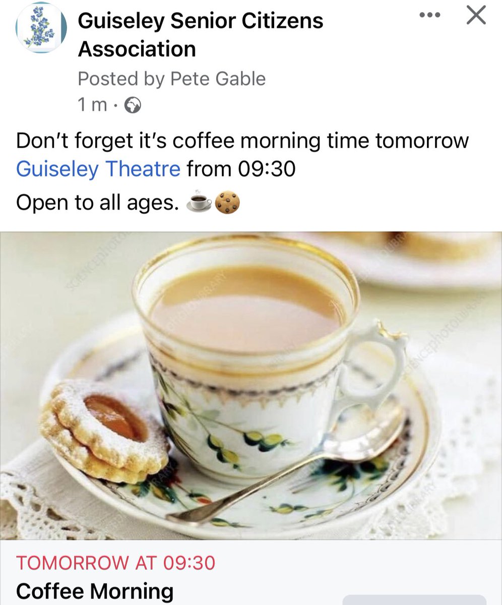 Coffee morning tomorrow <a href="/guiseleytheatre/">Guiseley Theatre</a> from 09:30