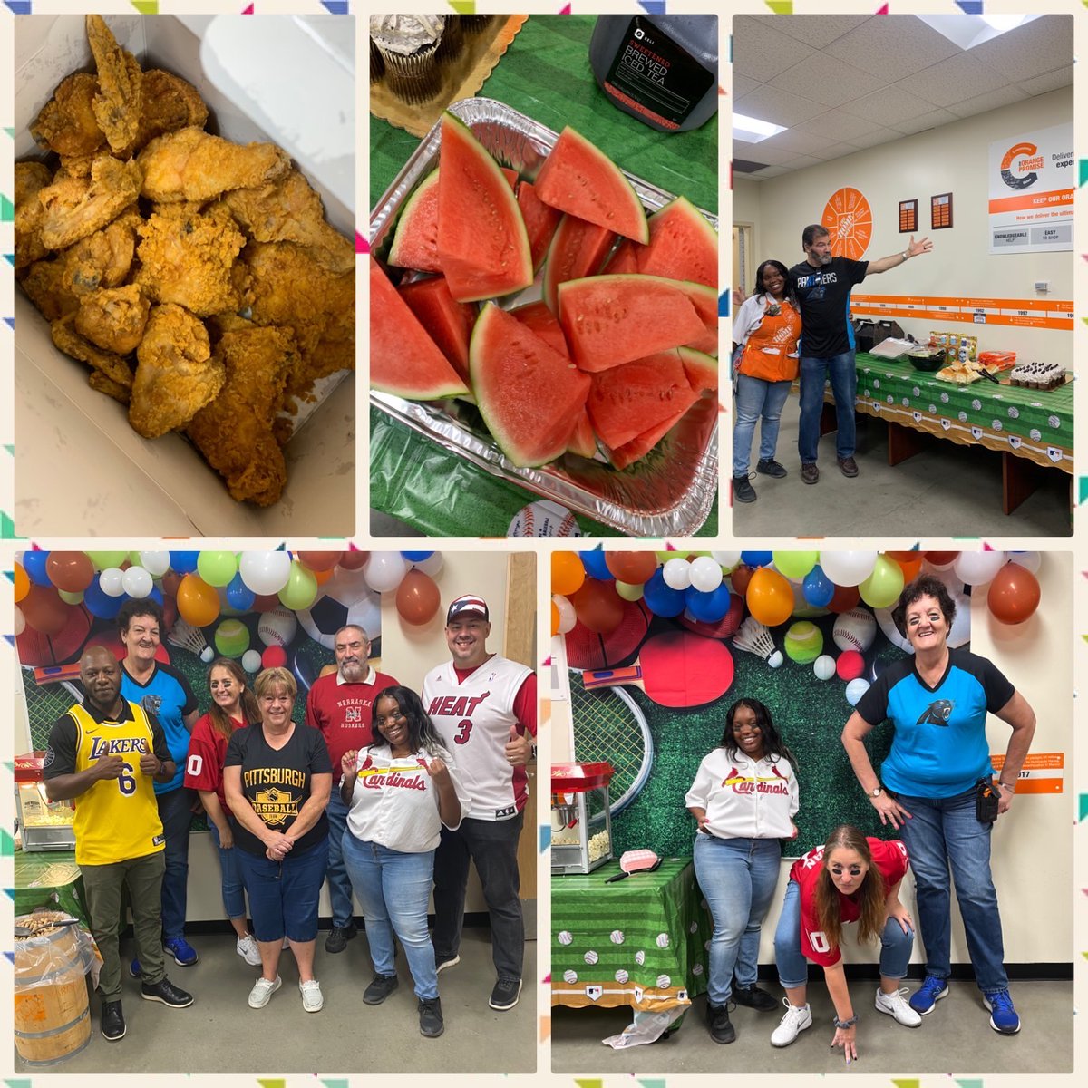 All Sports 🏀🏈⚾️ Day 2 Opening Crew #SuccessSharing 3️⃣6️⃣0️⃣2️⃣🧡 Chicken 🍗 , Watermelon 🍉 , Mac N Cheese🧀, Salad 🥗, Cupcakes 🧁 Popcorn 🍿, and Peanuts 🥜 with the BEST Team #LetsCelebrate #DoYouLoveWhereYouWork
