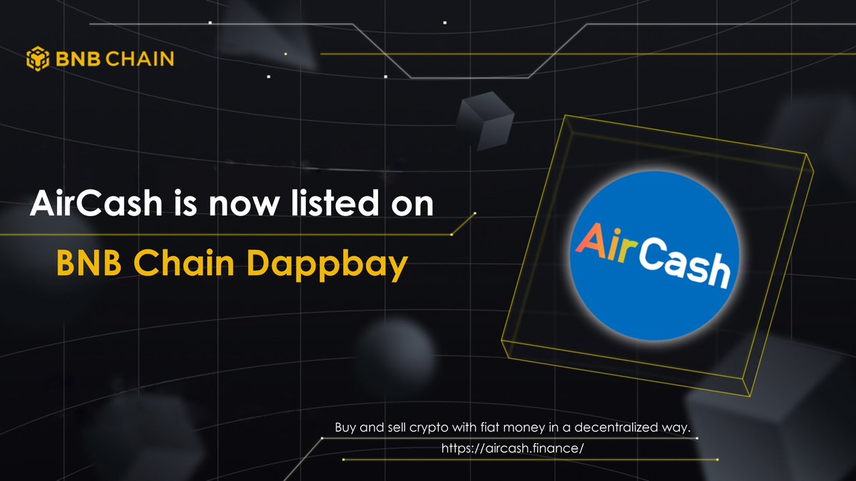 AirCoinreal's tweet image. [ANN] #AirCash is now listed on @BNBCHAIN Dappbay.

AirCash is the first and largest decentralized crypto-fiat OTC trading platform.

BNB Chain Dappbay aims to provide top decentralized apps (dApps) to BNB Smart Chain (BSC).

More info here: dappbay.bnbchain.org/detail/aircash