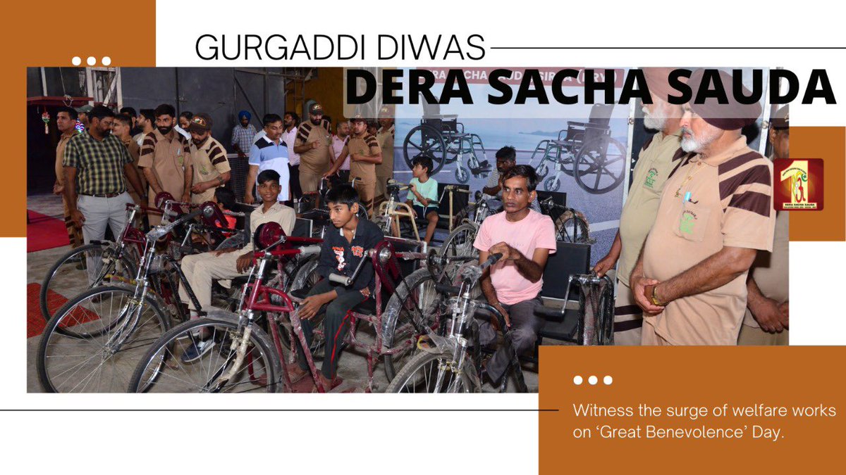 DSSNewsUpdates's tweet photo. Besides reuniting a mentally retarded person with his family, 13 tricycles were distributed to needy ones on #GurgaddiDiwas. The joy on the faces of respective families was worth witnessing. The whole day was a big blessing for the underprivileged. #welfare #DeraSachaSauda https://t.co/HLgS3aGiQX