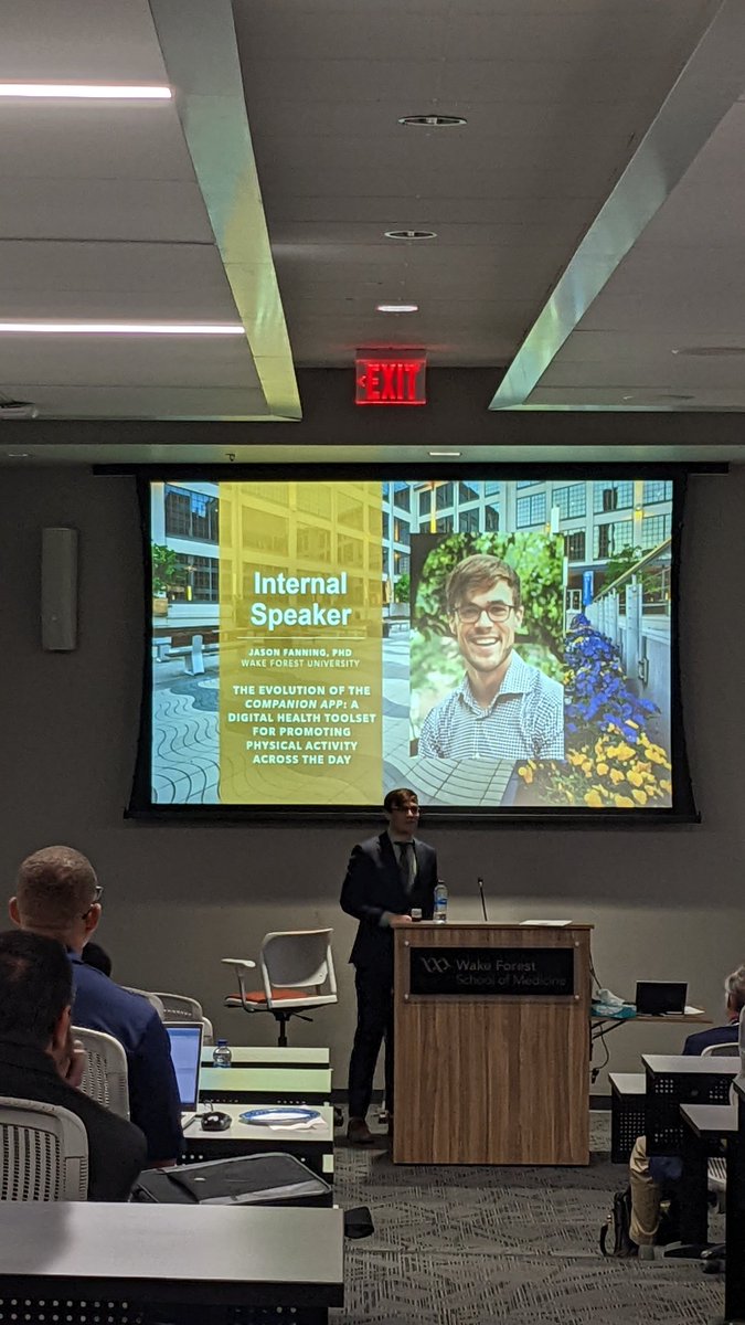 WF Center for Biomedical Informatics (WFBMI) (@wfbmi) on Twitter photo Jason Fanning, PhD is at the podium to discuss "The Evolution of the Companion App: A Digital Health Toolset For Promoting Physical Activity Across The Day" <a href="/WFBMI/">WF Center for Biomedical Informatics (WFBMI)</a> <a href="/AtriumHealthWFB/">Atrium Health Wake Forest Baptist</a> @wfuhes Jason Fanning, PhD is at the podium to discuss "The Evolution of the Companion App: A Digital Health Toolset For Promoting Physical Activity Across The Day" <a href="/WFBMI/">WF Center for Biomedical Informatics (WFBMI)</a> <a href="/AtriumHealthWFB/">Atrium Health Wake Forest Baptist</a> @wfuhes