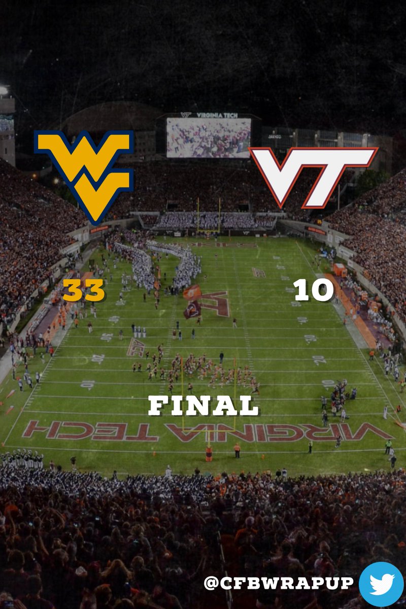 cfbwrapup's tweet photo. West Virginia was able to roll through Blacksburg and pick up their second win of the year, and just as many over the Hokies in as many years
#CFBWrapUp #CFB #CollegeFootball #CollegeFootballIsBack #Mountaineers #WestVirginia #WVU #WVUvsVT #Hokies #HokieNation #Week4 https://t.co/YR5QBELbcC