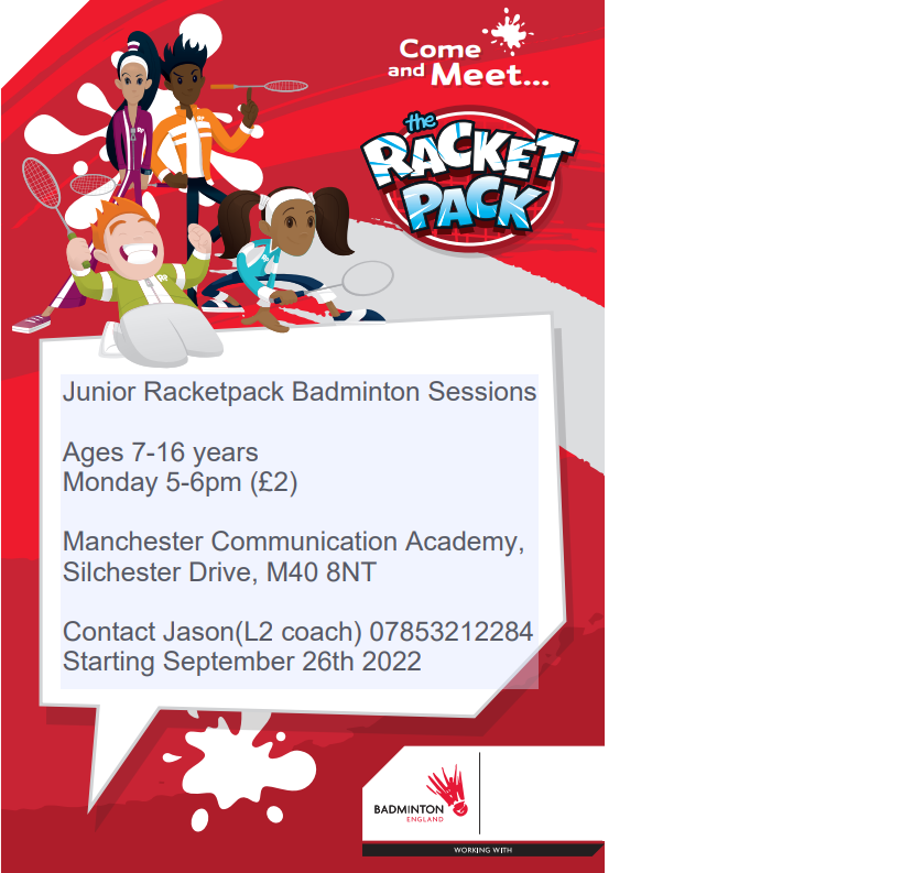 BE_North's tweet photo. Junior badminton @ManComAcademy turn up and play for just £2! @MCCHarpurhey @HnpHarpurhey @FamiliesMancMag @mbl_news @StAug_Monsall @MCPAcademy @COTSaviour @mcrschoolsPE @mcrhealthysch @MCRActive @harpurheynews @VisitHarpurhey #racketpack https://t.co/kd9MaxArsw