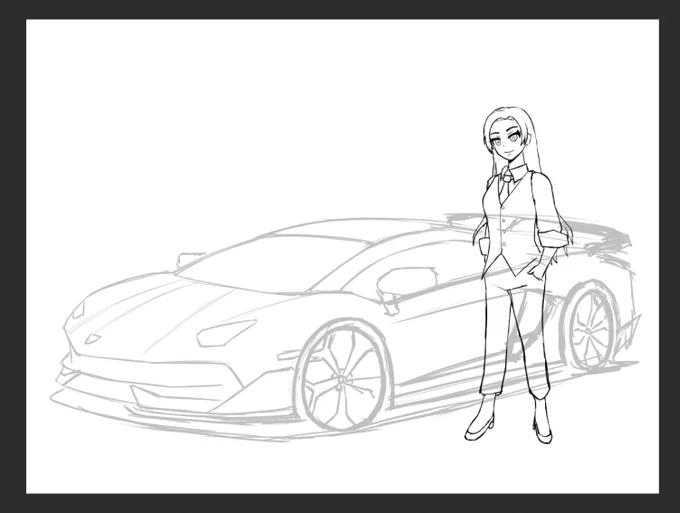 進捗!
なんとなく車と涼ができてきたので
あとは色乗せてから考えるか 