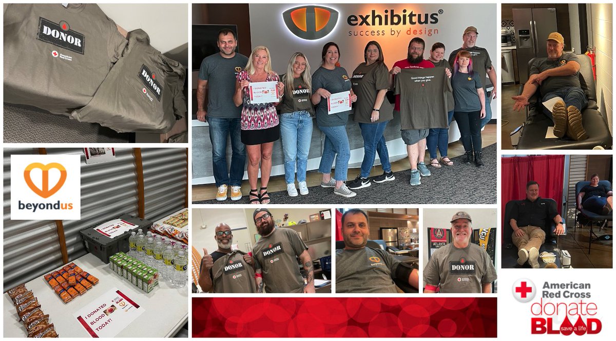 exhibitusinc's tweet photo. #ICYMI - What's better than getting snacks on a #FriYAY? Saving up to 72 lives!!! That's what this amazing team accomplished with the #AmericanRedCross blood drive. Thanks again to all donors & volunteers that helped make this happen! #BeyondUs #ExhibitusLife #SaveALife https://t.co/7Y8bNXDFLB
