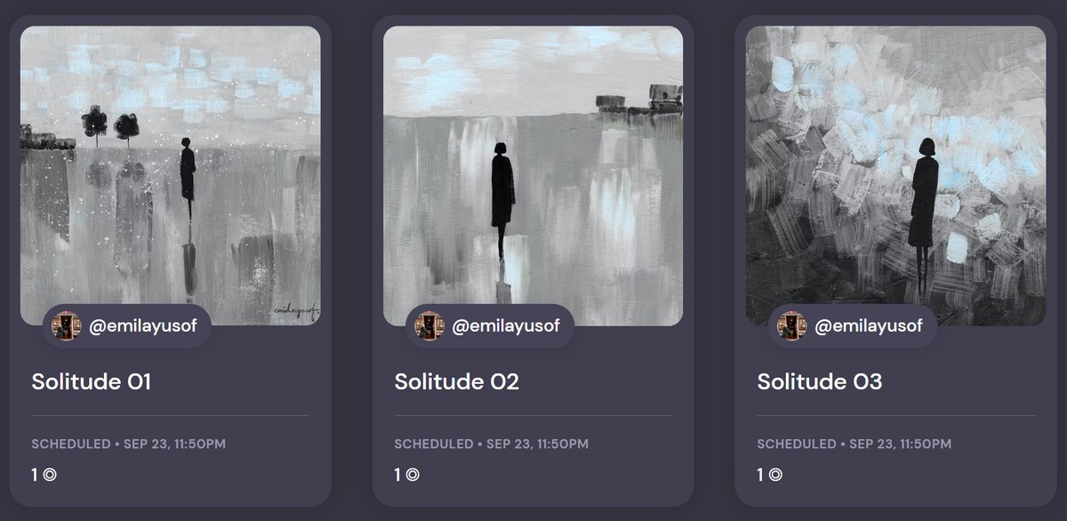 emilayusof's tweet photo. Some new works scheduled for 11.50pm (MYT) auction. I think I will fall asleep in a few minutes. Till later. Guten Nacht! #FormFunction #SolanaCommunity #UNSTCollective https://t.co/QOgxrk3ayd