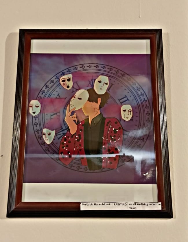 OfficialBTSBD's tweet photo. Today two paintings of Jungkook and one of Taehyung's were shown at the art exhibition at Bangladesh Shilpakala Academy. 

The paintings are being exhibited for two days. Best wishes to the artists! 
#BTS #BTSARMY #BDARMY #V #BDBTSARMY #Jungkook #Taehyung @BTS_twt https://t.co/KQPAP9iG1v