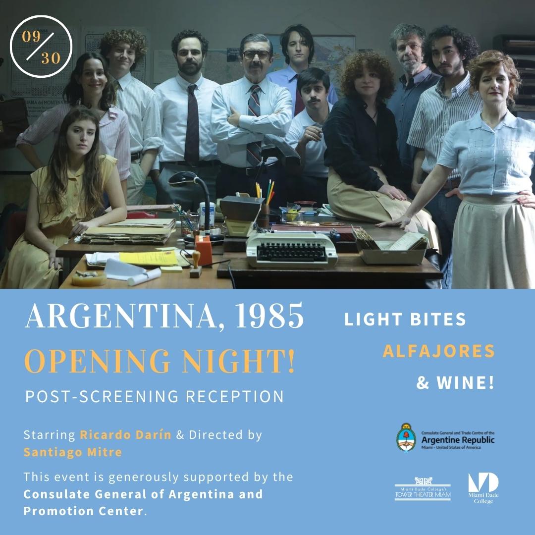 One week from today! Join us on Friday, September 30 at 6:40 PM for the opening night screening of the highly anticipated new film ARGENTINA, 1985, followed by a post-screening reception. 

Tickets available at bit.ly/3UmiJ9v.