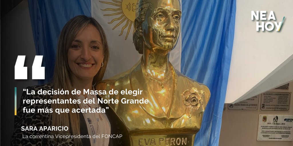 neahoycom's tweet photo. 👉 #Corrientes: La concejal de Bella Vista por el Frente Renovador, Sara Aparicio, fue designada por Sergio Massa para ocupar el cargo de Vicepresidente del Fondo Nacional de Capital Social (FONCAP).
Leé la nota 👇
https://t.co/Ph4pSmmCKs
#FONCAP #Convocatoria #NEAHOY https://t.co/m9bCzbv0R6