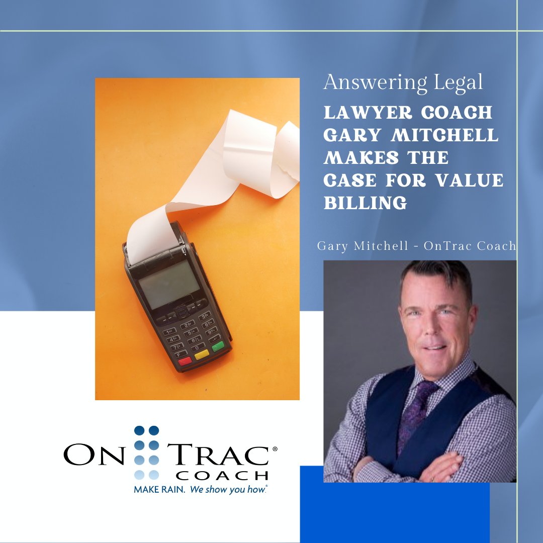 ontraccoach's tweet photo. Are you tired of living your life in 6-minute increments?
Gary Mitchell shares his perspective in his latest guest post with Answering Legal: https://t.co/L67e0ye0FH
#lawyertraining #answeringlegal #clientbilling #legalbilling #legalfees https://t.co/HUUg62zAZG