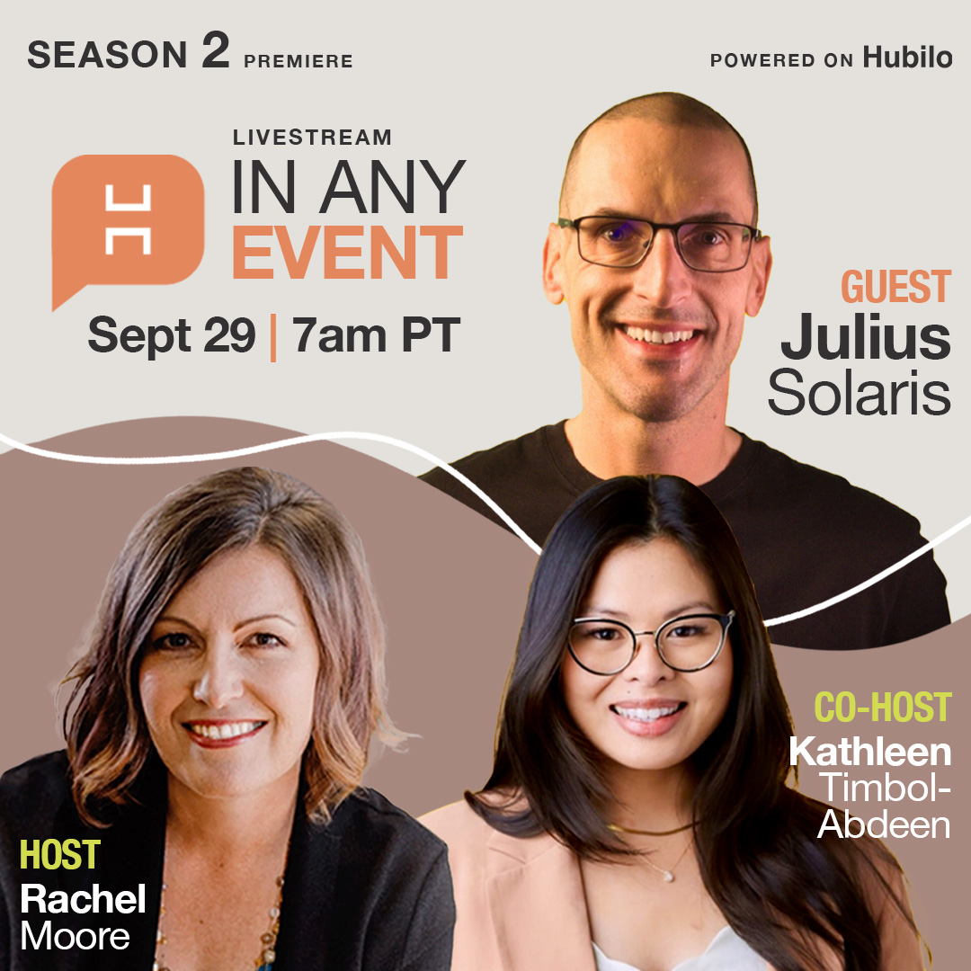 That's right, IN ANY EVENT, IS BACK!! The Season 2 premiere kicks off September 29th on the @Hubiloconnect platform at 7am PT | 10am ET!🤩

Check 👏 it 👏 out ⬇️ events.hubilo.com/insiders/sessi…