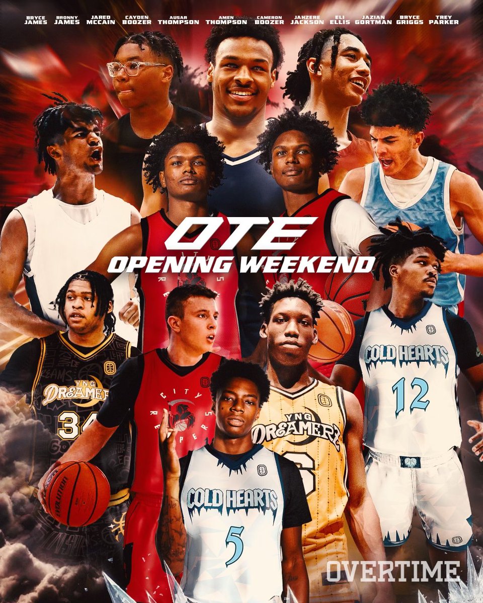 OvertimeElite's tweet photo. This season at The O will be a MOVIE 🍿

Bronny &amp; Bryce James, Jared McCain and the Boozer Twins headline Opening Weekend on October 20th 🚨 https://t.co/25H8ME33wj