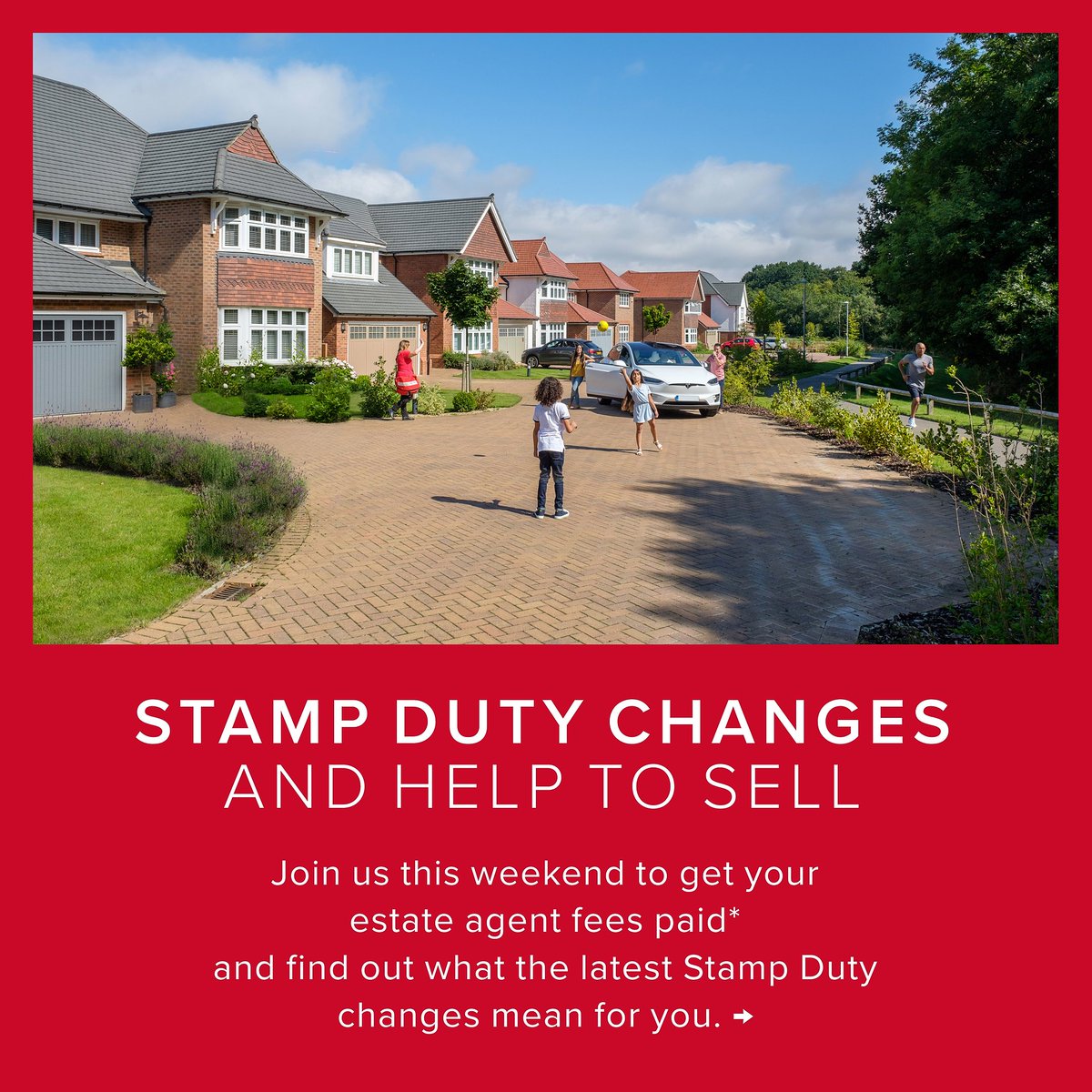 Redrow's tweet photo. ๐ It's almost time for our Help to Sell weekend ๐
Join us this weekend to get your estate agent fees paid* with #HelpToSell and find out what the latest #StampDuty changes mean for you. https://t.co/zH7qclxLBn