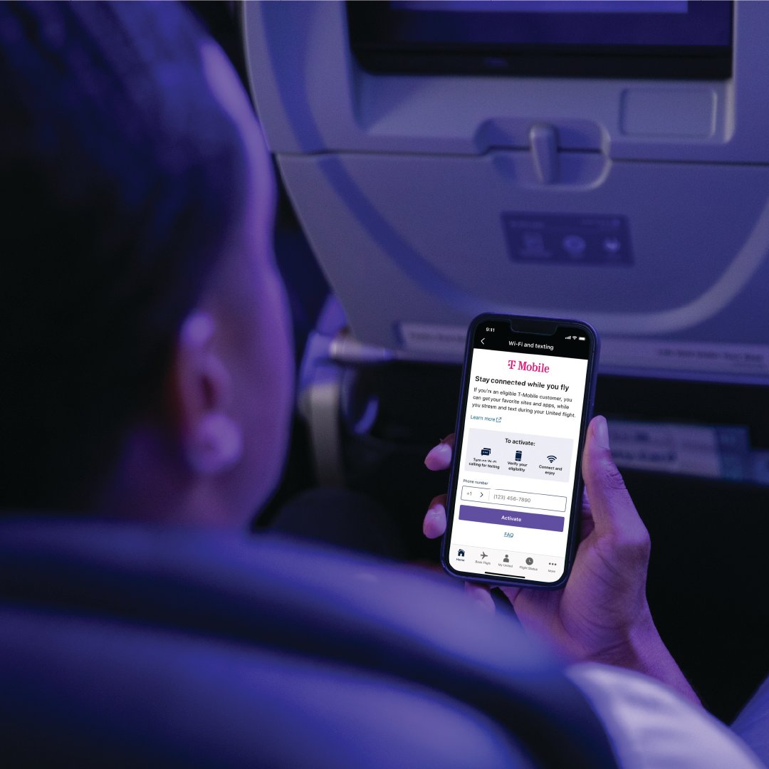 Free Wi-Fi in the sky! 📱

That's right, eligible <a href="/TMobile/">T-Mobile</a> customers can now get free inflight Wi-Fi to browse, text, email and stream on United 737s, select 757-300s and a select number of A319s. Available on all our mainline aircraft starting 10/15. uafly.co/freewifi