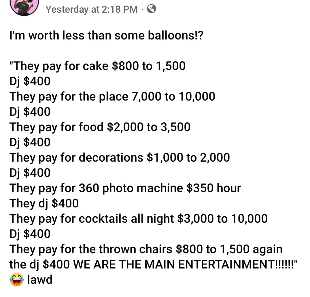 DjReRe's tweet photo. I'm worth less than some balloons!?
π lawd
π¦ #ππ¨ππ€πͺπ§πΏπππππ¨πΎπͺπ©π?
#CuteAF #miamiFemaleDJ #internationaldj #REmixedEvents #djane #femaledj #womandj #miamidj #lasolas #miamihost #Miamilifestyle #REmixedEventsDjs #browardevents #miamieventplanner #miamiwedding # https://t.co/fxclFslyNa