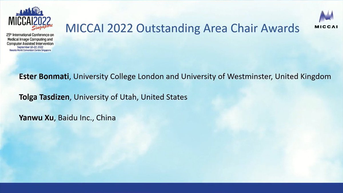 esterbonmati's tweet photo. I am truly honored to receive the Outstanding Area Chair Award at #MICCAI2022, thank you @MICCAI_Society!

 @UniWestminster @UCLmedphys https://t.co/IYKT0PHwUC